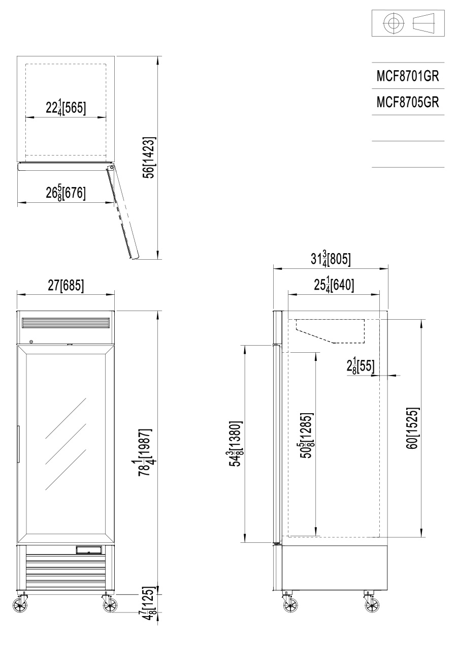 ARMARIO FRIGORÍFICO CONGELADOR CRISTAL- VENTILADO - 220-240V/750W 9.68kWh/24H Capacidad 610L - N.1 Puerta de CristaL- TEMP. -18°/-20°C - Dim. L685xP805xH2112mm  Energy C 大单门冷冻陈列柜 -