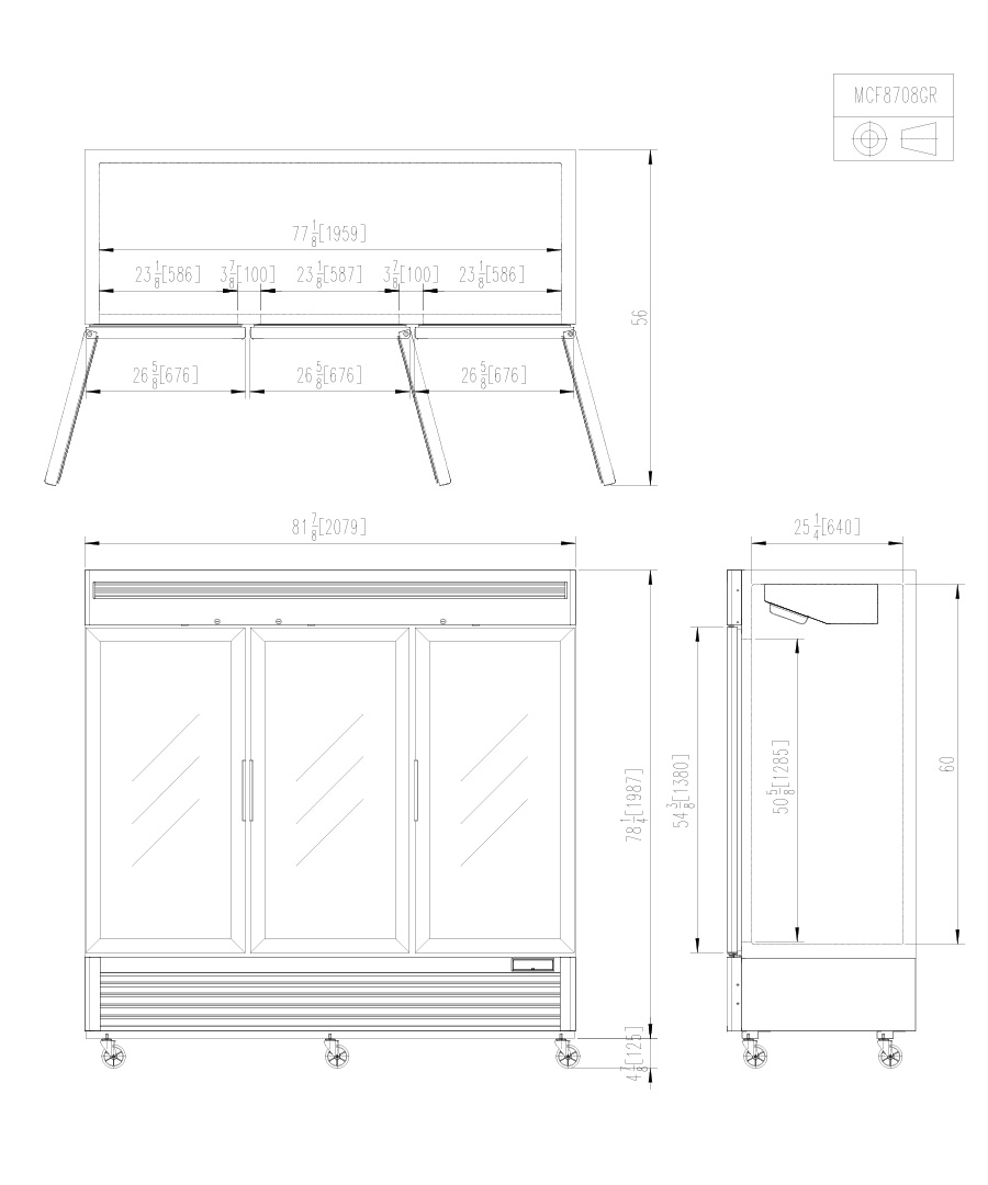 ARMARIO FRIGORÍFICO CONGELADOR CRISTAL- VENTILADO - 220-240V/1560W 22.38kWh/24H Capacidad 2050L - N.3 Puerta de CristaL- TEMP. -18°/-20°C - Dim. L2079xP805xH2112mm  Energy D 大三门冷冻陈列柜 -