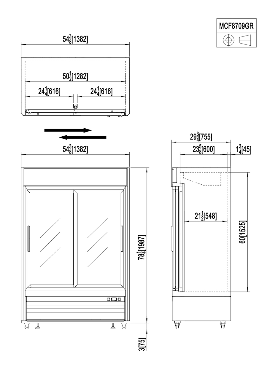 REFRIGERADOR PARA BEBIDAS - VENTILADO - 220-240V/450W 4.3kWh/24H Capacidad 1270L- Puerta corredera - TEMP. 0°/ +8°C - Dim. L1382xP755xH2065mm Energy C 双移门冷藏陈列柜(灯箱) -