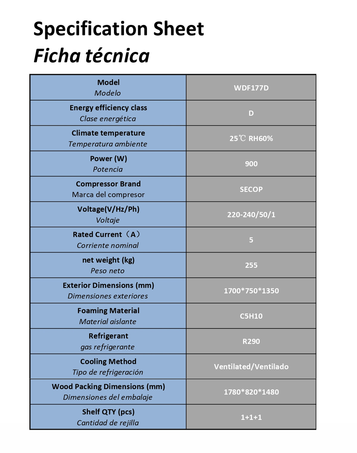 MOSTRADOR DE PASTELES INOX - CRISTALES FRONTALES CURVOS - VENTILADA -220-240V/950W 13.6kWh/24H   TEMP 0°/+8°C - Dim.L1700xP750xH1350mm  Energy D 单圆弧蛋糕柜1700 -