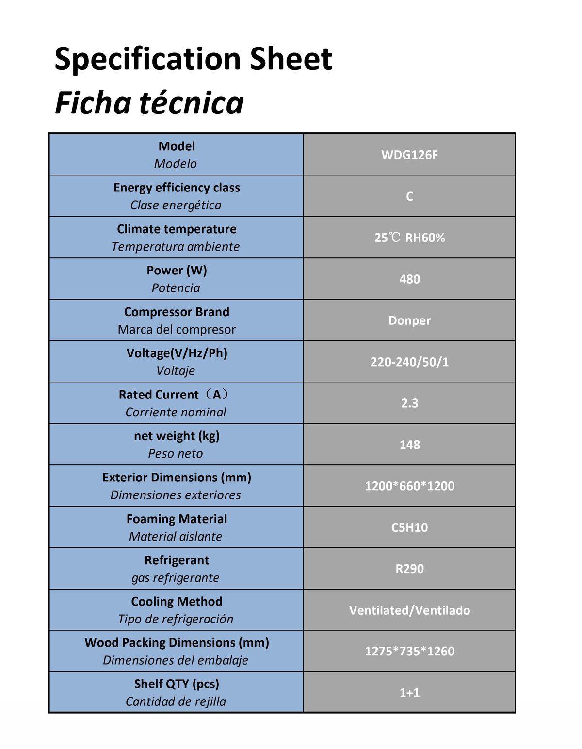 MOSTRADOR DE PASTELES NEGRA - CRISTALES FRONTALES RECTOS - VENTILADA - 220-240V/480W TEMP+2°/+8°C - Dim.L1200xP660xH1200mm  Energy C 蛋糕柜1200方柜黑色 -