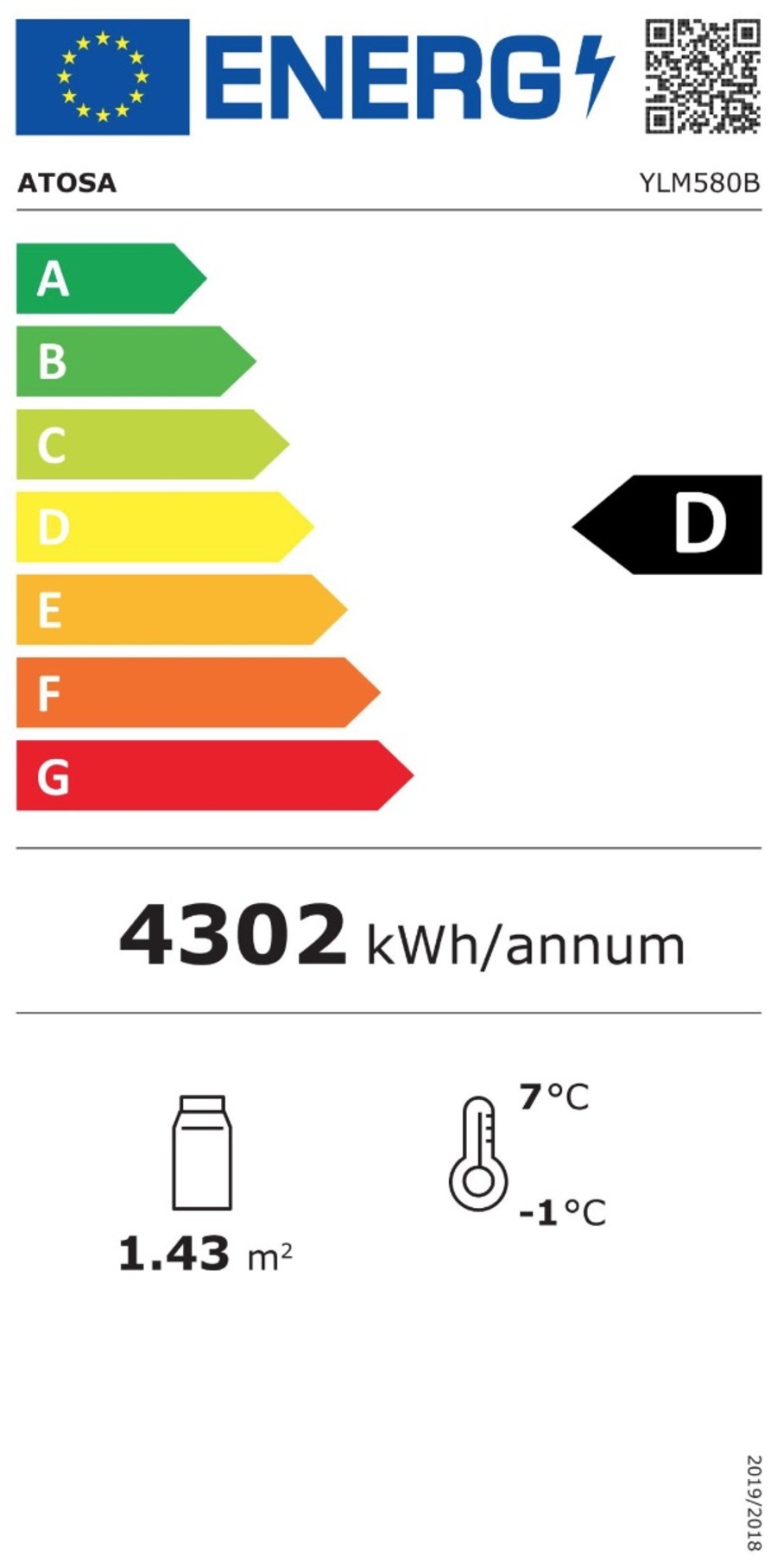Refrigerador para bebidas con puerta corredera 780L 1200*610*1910mm TEMP 0°/+5°C 580LR290 780W Energy D  前移门饮料柜 -